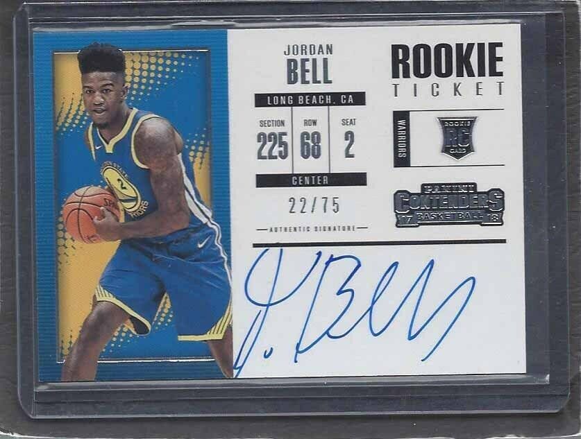 JORDAN BELL 2017-18 CONTENDERS ROOKIE TICKET VARIATION ON CARD AUTO RC #D 22/75