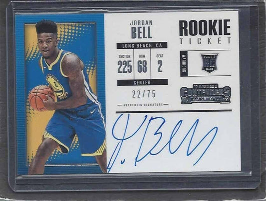 JORDAN BELL 2017-18 CONTENDERS ROOKIE TICKET VARIATION ON CARD AUTO RC #D 22/75