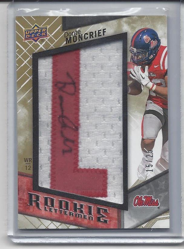 DONTE MONCRIEF 2014 UPPER DECK ROOKIE LETTERMEN LETTER L PATCH AUTO RC #D 15/25
