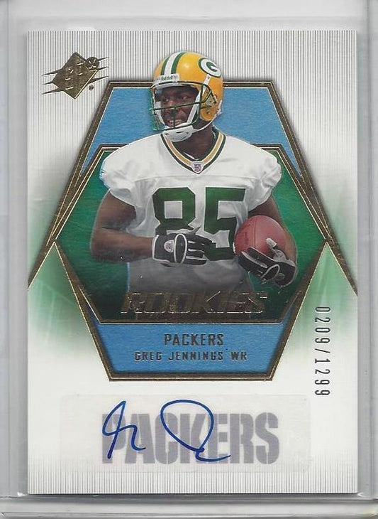 GREG JENNINGS 2006 SPX PACKERS ROOKIE AUTO RC #D 209/1299
