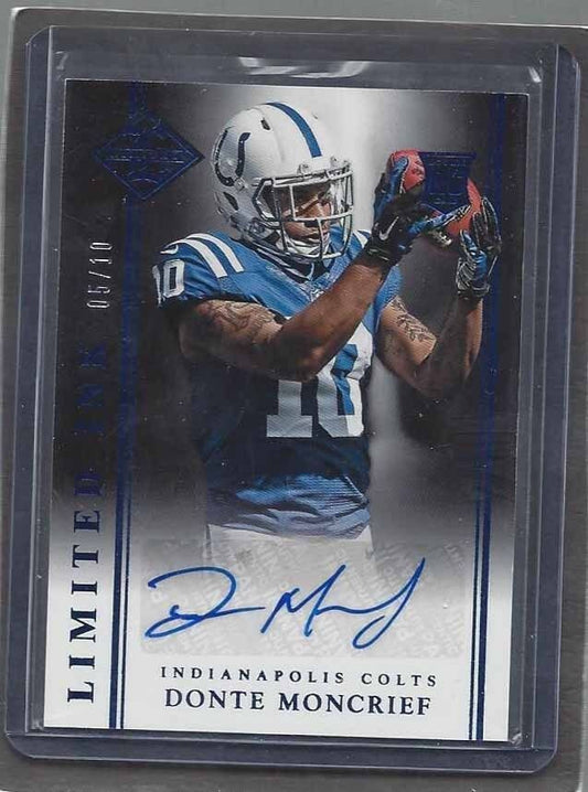 DONTE MONCRIEF 2014 LIMITED INK PLATINUM BLUE COLTS ROOKIE AUTO RC #D 5/10