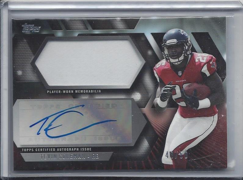 TEVIN COLEMAN 2015 TOPPS ROOKIE JUMBO JERSEY PATCH AUTO RC #D 48/50