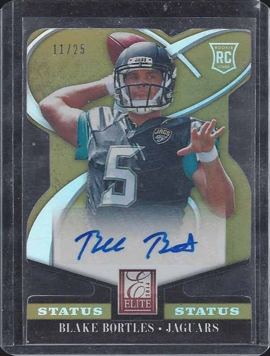 BLAKE BORTLES 2014 ELITE STATUS GOLD DIE CUT JAGUARS ROOKIE AUTO RC #D 11/25