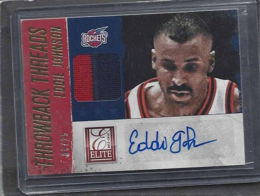EDDIE JOHNSON 2013-14 ELITE THROWBACK THREADS 2 COLOR ROCKETS PATCH AUTO #D 9/25
