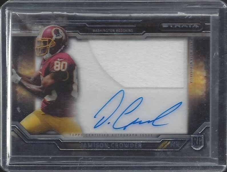 JAMISON CROWDER 2015 TOPPS STRATA CLEAR CUT REDSKINS ON CARD ROOKIE AUTO RC