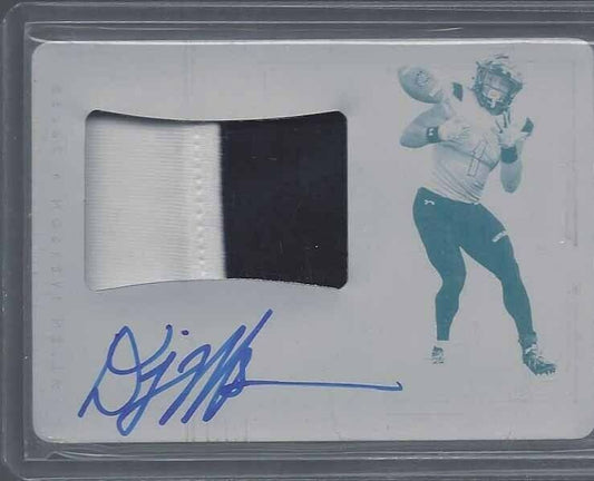 D.J. MOORE 2018 NATIONAL TREASURES RPA CYAN PRINTING PLATE PATCH AUTO RC #D 1/1