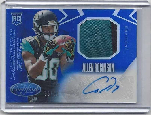 ALLEN ROBINSON 2014 CERTIFIED FRESHMAN FABRIC BLUE 2 CLR PATCH AUTO RC #D 73/99