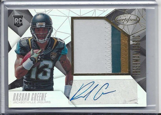 RASHAD GREENE 2015 CERTIFIED FRESHMAN FABRIC JUMBO 3 COLOR PATCH AUTO RC #D /799