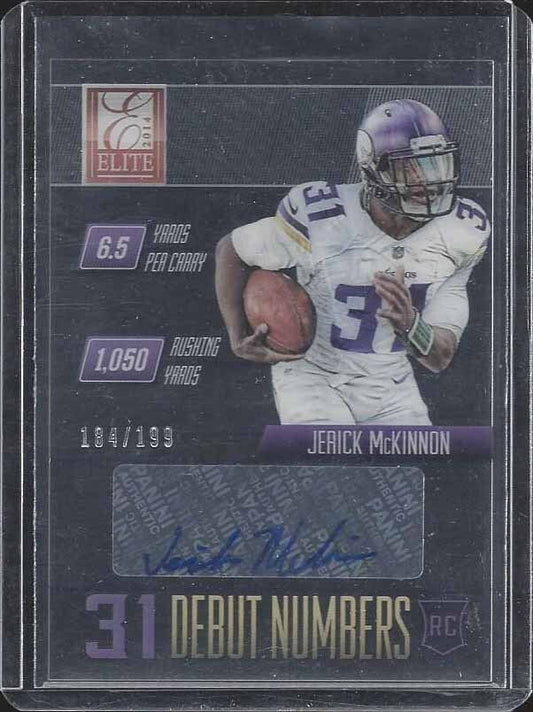 JERICK MCKINNON 2014 ELITE DEBUT NUMBERS VIKINGS ROOKIE AUTO RC #D 184/199