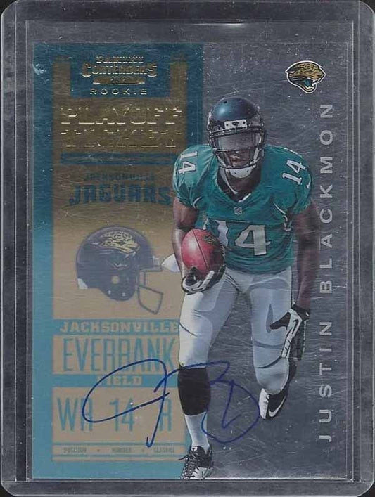 JUSTIN BLACKMON 2012 CONTENDERS PLAYOFF TICKET FOIL ON CARD AUTO RC #D 55/99