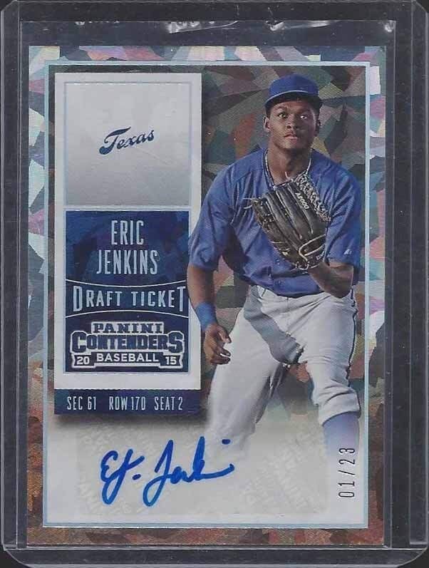 ERIC JENKINS 2015 CONTENDERS CRACKED ICE TICKET RANGERS PROSPECT AUTO #D 1/23
