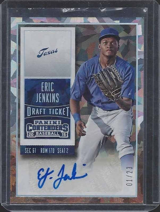 ERIC JENKINS 2015 CONTENDERS CRACKED ICE TICKET RANGERS PROSPECT AUTO #D 1/23