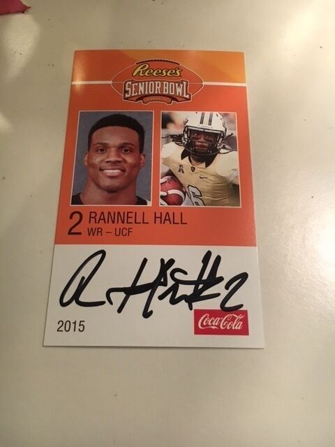 RANNELL HALL 2015 REESE'S SENIOR BOWL 3X5 UCF AUTOGRAPHED CARD QTY