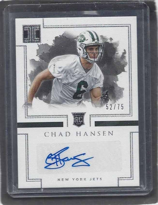 CHAD HANSEN 2017 PANINI IMPECCABLE FOOTBALL NEW YORK JETS AUTO RC #D 52/75