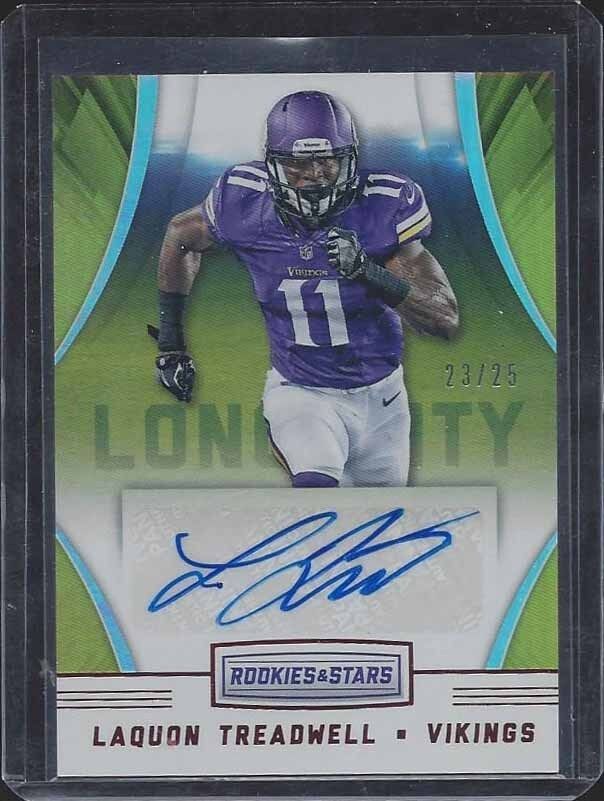 LAQUON TREADWELL 2016 ROOKIES & STARS LONGEVITY GOLD ROOKIE AUTO RC #D 23/25