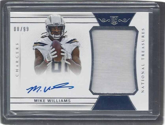 MIKE WILLIAMS 2017 NATIONAL TREASURES CHARGERS RPA PATCH AUTO RC #D 8/99