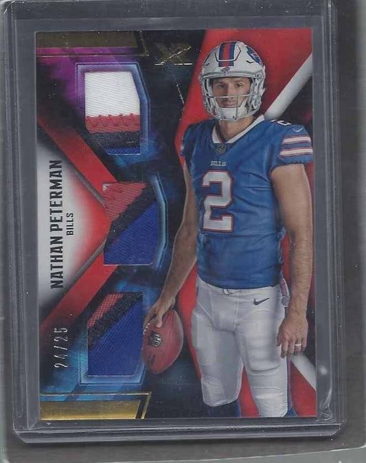 NATHAN PETERMAN 2017 PANINI XR GOLD BILLS TRIPLE PATCH RC #D 24/25