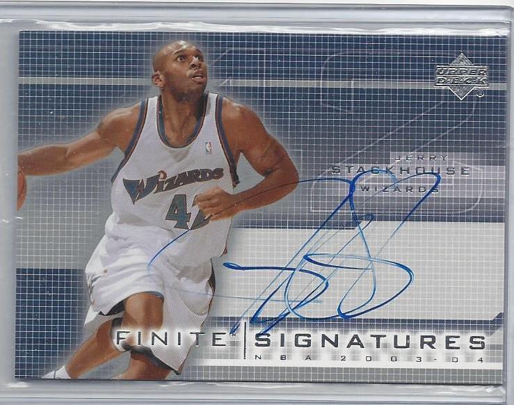 JERRY STACKHOUSE 2003 UPPER DECK FINITE SIGNATURES ON CARD AUTO