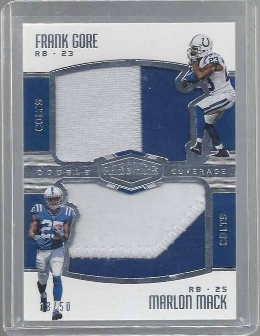 MARLON MACK FRANK GORE 2017 PLATES PATCHES DOUBLE COVERAGE DUAL PATCH RC #D /50