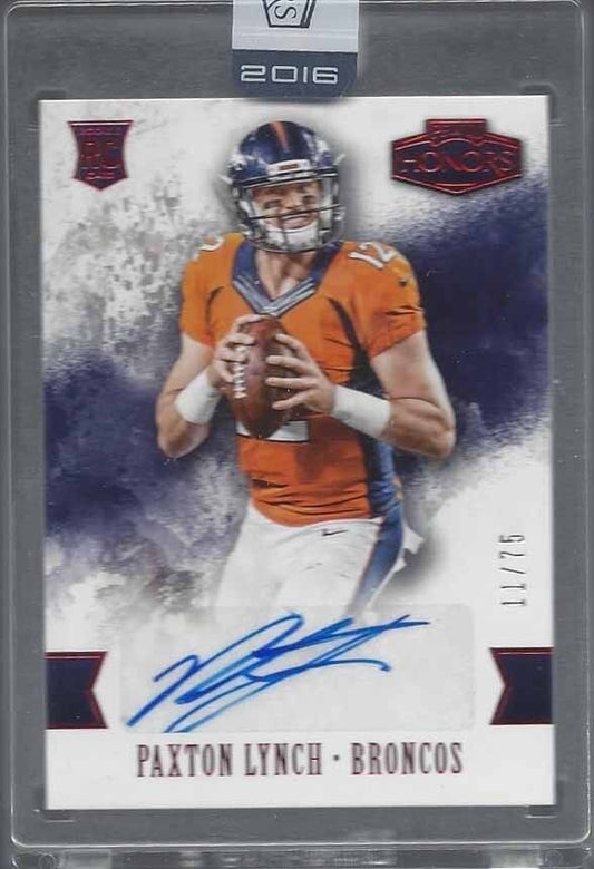 PAXTON LYNCH 2016 PANINI HONORS RED ENCASED ROOKIE AUTO RC #D 11/75
