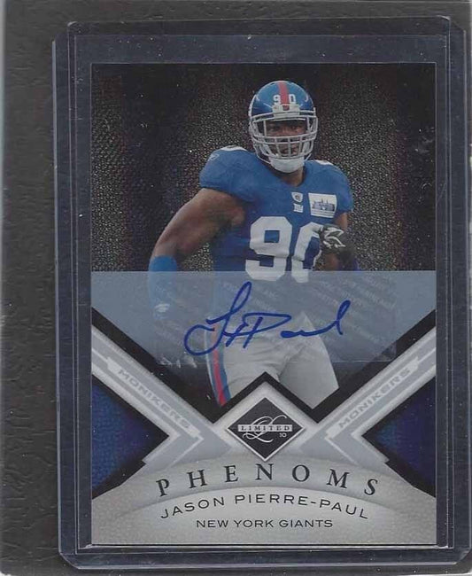 JASON PIERRE PAUL 2010 LIMITED MONIKERS SILVER ROOKIE AUTO RC #D 190/199