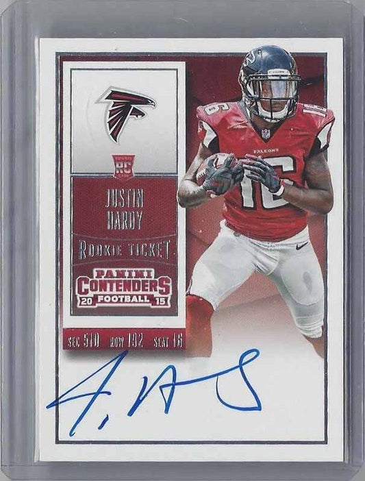 JUSTIN HARDY 2015 PANINI CONTENDERS VARIATION SP ROOKIE TICKET ON CARD AUTO RC