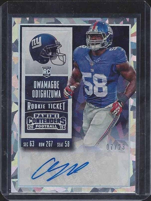 OWAMAGBE ODIGHIZUWA 2015 CONTENDERS CRACKED ICE TICKET ROOKIE AUTO RC #D 7/23