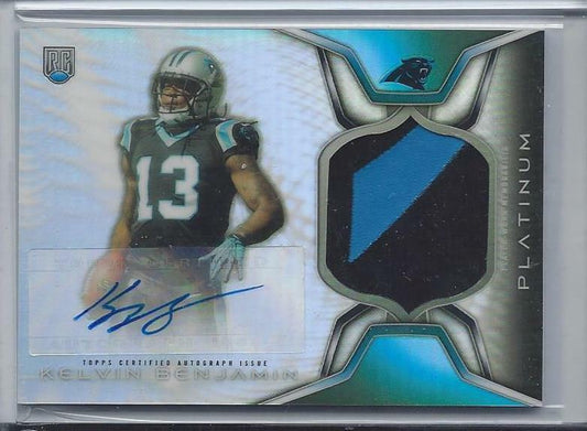 KELVIN BENJAMIN 2014 TOPPS PLATINUM REFRACTOR RPA 2 COLOR PATCH AUTO RC