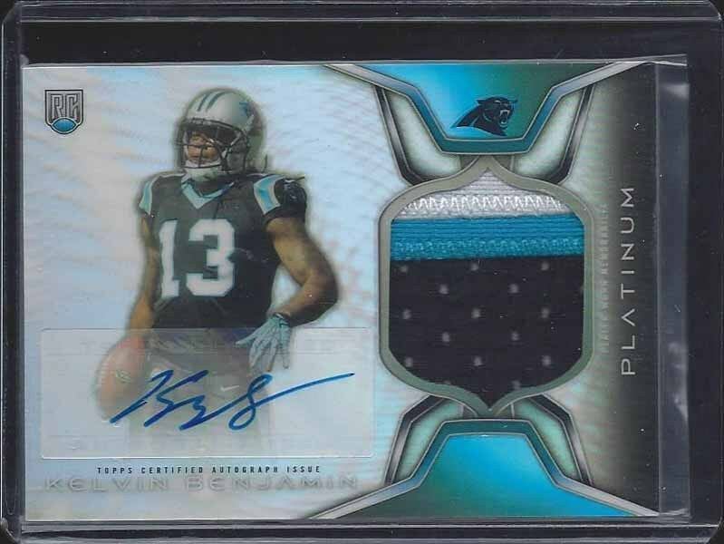 KELVIN BENJAMIN 2014 TOPPS PLATINUM REFRACTOR RPA 2 COLOR PATCH AUTO RC