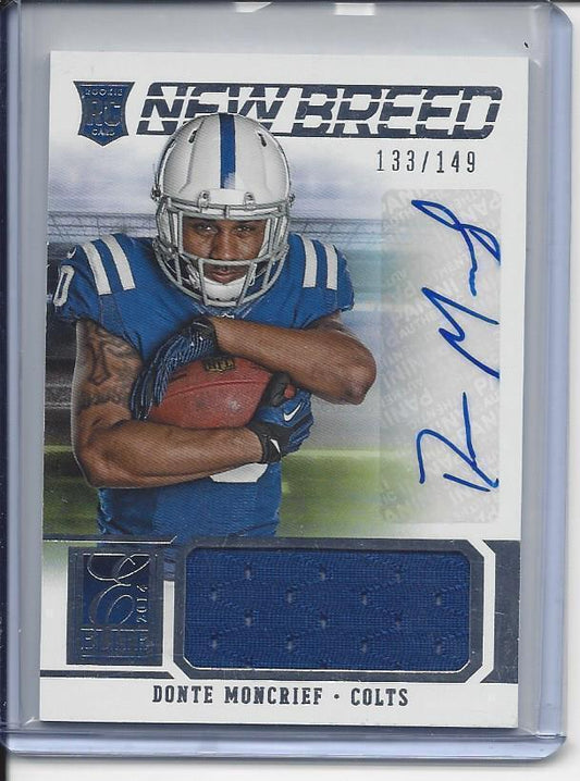 DONTE MONCRIEF 2014 ELITE NEW BREED COLTS ROOKIE JERSEY AUTO RC #D 133/149