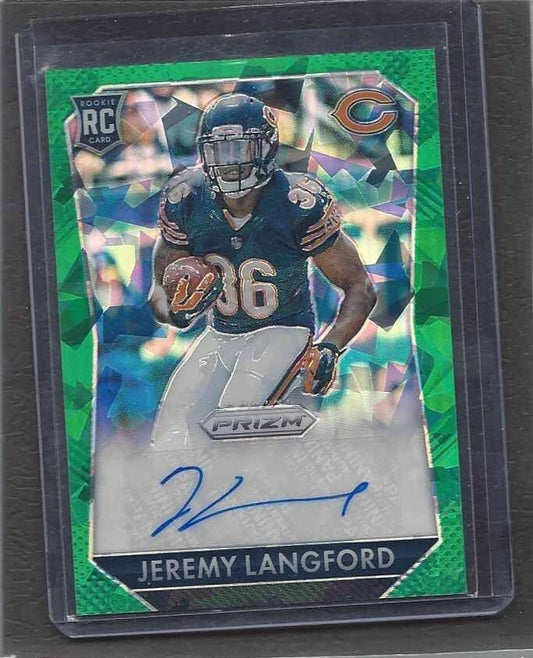 JEREMY LANGFORD 2015 PANINI PRIZM GREEN CRYSTALS PRIZMS ROOKIE AUTO RC #D /50