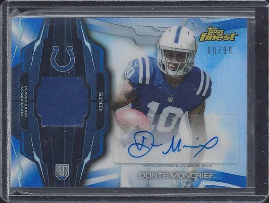 DONTE MONCRIEF 2014 TOPPS FINEST RPA BLUE REFRACTOR PATCH AUTO RC #D 88/99