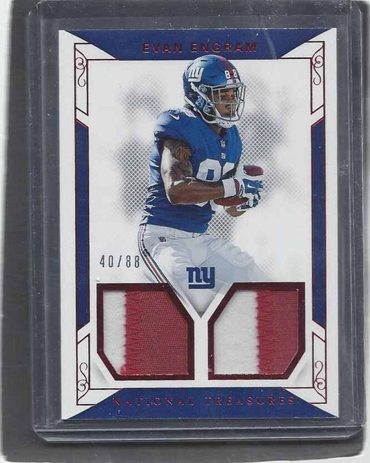 EVAN ENGRAM 2017 NATIONAL TREASURES RED JERSEY NUMBER DUAL PATCH RC #D 40/88