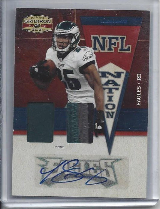 LESEAN MCCOY 2010 GRIDIRON GEAR NFL NATION DUAL 3 COLOR PATCH AUTO TRUE #D 1/1