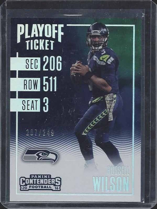 RUSSELL WILSON 2016 PANINI CONTENDERS PLAYOFF TICKET #D 207/249