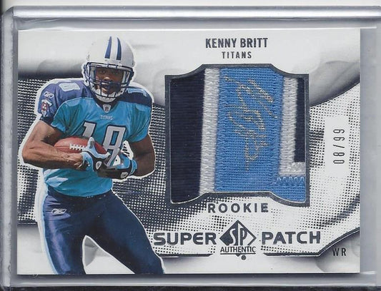 KENNY BRITT 2009 SP AUTHENTIC SUPER PATCH 3 COLOR AUTO ON JUMBO PATCH RC #D 8/99