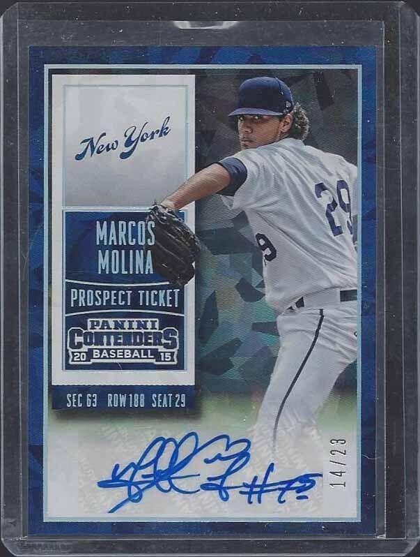 MARCOS MOLINA 2015 CONTENDERS CRACKED ICE TICKET METS PROSPECT AUTO #D /23