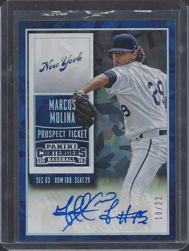 MARCOS MOLINA 2015 CONTENDERS CRACKED ICE TICKET METS PROSPECT AUTO #D /23