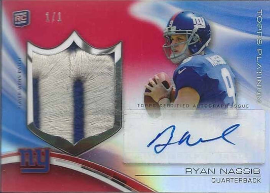 RYAN NASSIB 2015 TOPPS PLATINUM GIANTS LOGO RED REFRACTOR PATCH AUTO RC #D 1/1
