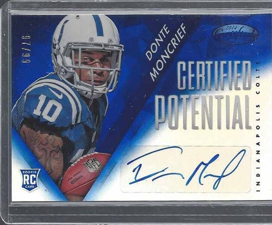 DONTE MONCRIEF 2014 CERTIFIED POTENTIAL BLUE COLTS ROOKIE AUTO RC #D 97/99