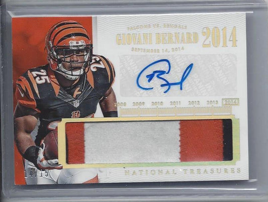 GIOVANI BERNARD 2014 NATIONAL TREASURES TIMELINE JUMBO 3 CLR PATCH AUTO #D 14/15