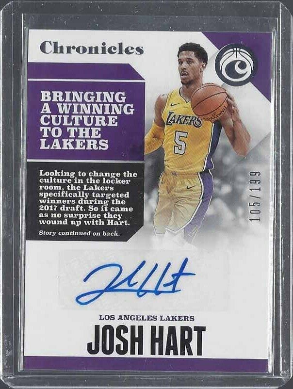 JOSH HART 2017-18 PANINI CHRONICLES LAKERS ROOKIE AUTO RC #D 105/199