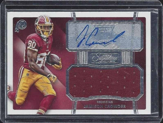 JAMISON CROWDER 2015 DONRUSS SIGNATURE SERIES REDSKINS ROOKIE JERSEY AUTO RC 464