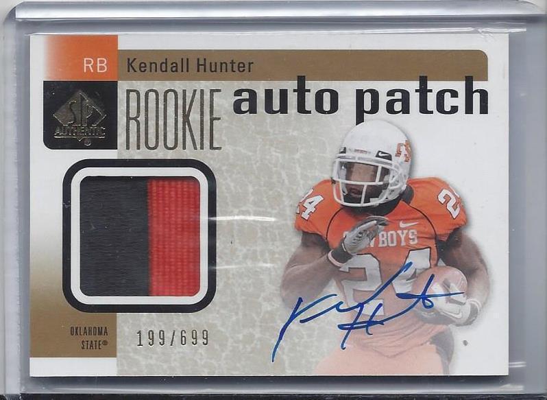 KENDALL HUNTER 2011 SP AUTHENTIC RPA 2 COLOR OKLAHOMA STATE PATCH AUTO RC /699