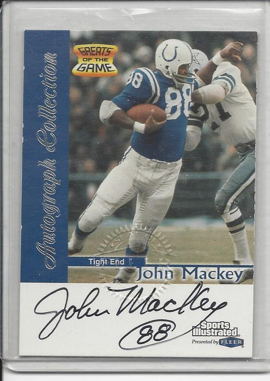 JOHN MACKEY 1999 SPORTS ILLUSTRATED FLEER GREATS OF THE GAME COLTS ON CARD AUTO