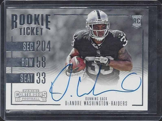 DEANDRE WASHINGTON 2016 PANINI CONTENDERS VARIATION ROOKIE TICKET RC AUTO SP 363