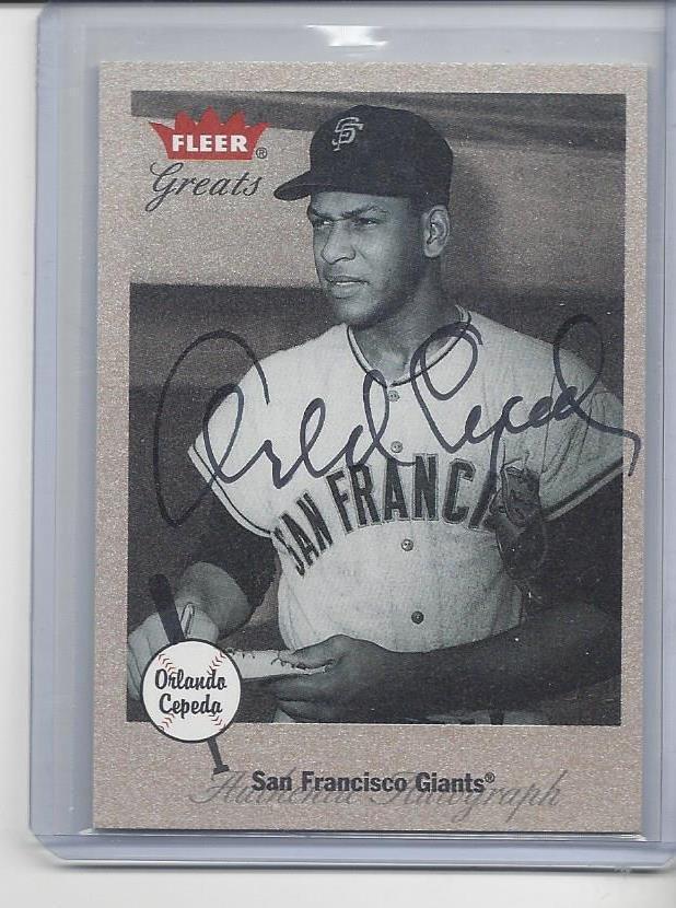 ORLANDO CEPEDA 2001 FLEER GREATS SAN FRANCISCO GIANTS RARE ON CARD AUTO
