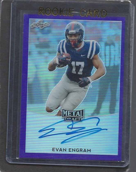 EVAN ENGRAM 2017 LEAF METAL DRAFT PURPLE PRISMATIC ON CARD AUTO RC #D 22/25