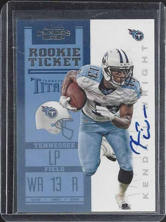 KENDALL WRIGHT 2012 PANINI CONTENDERS ROOKIE TICKET ON CARD TITANS AUTO RC #209