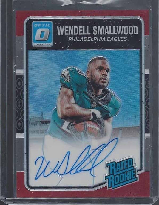 WENDELL SMALLWOOD 2016 DONRUSS OPTIC RATED ROOKIE RED HOLO ON CARD AUTO RC /50